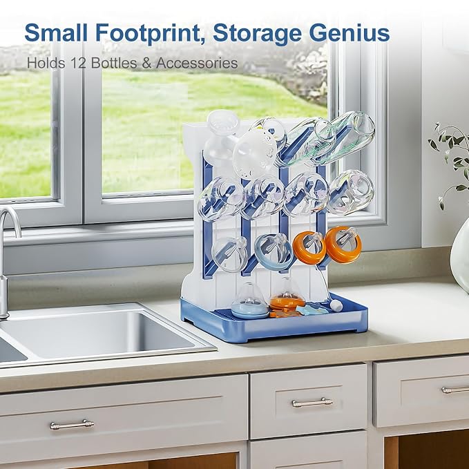GoMaihe Baby Bottle Drying Rack: Space Saving Vertical Bottle Dryer Holder - Image 3