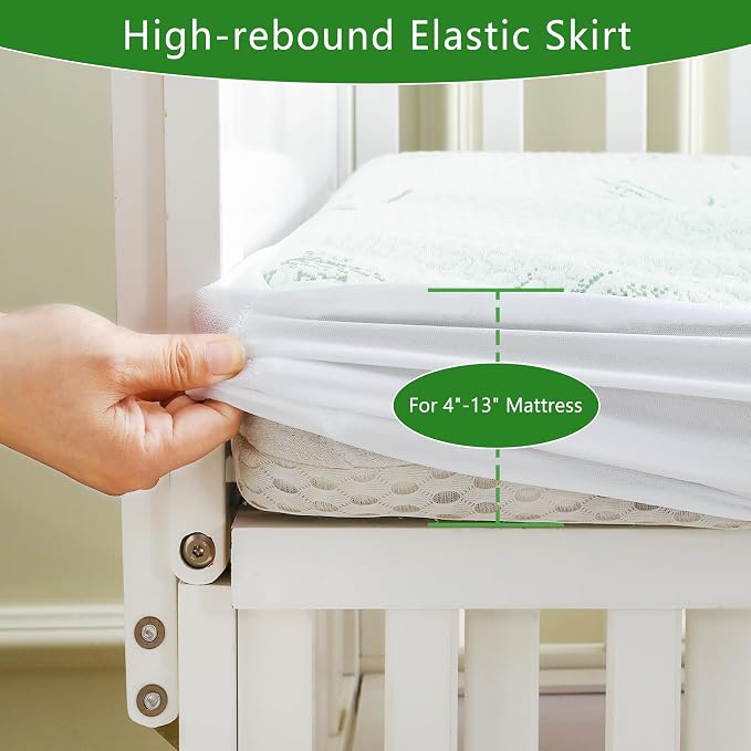 GOONIK Waterproof Mini Crib Mattress Protector, Bamboo Viscose Breathable Mini - Image 6