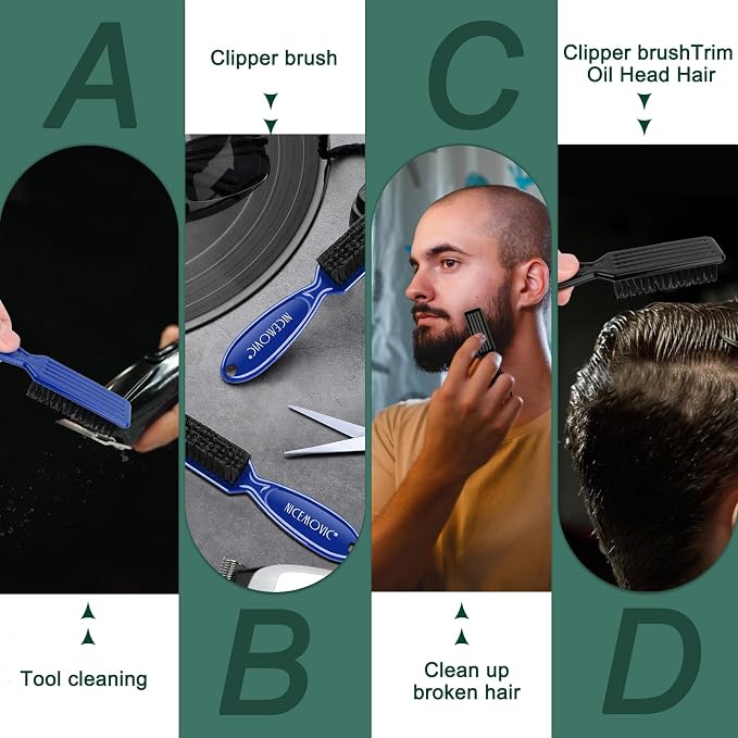 NICEMOVIC 10 Pcs Barber Clipper Cleaning Brush, Barber Accessories Supplies - Image 3