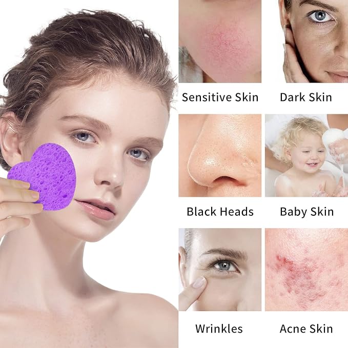 50-Count Facial Sponges Compressed, 100% Natural Cellulose Face Sponge - Image 3