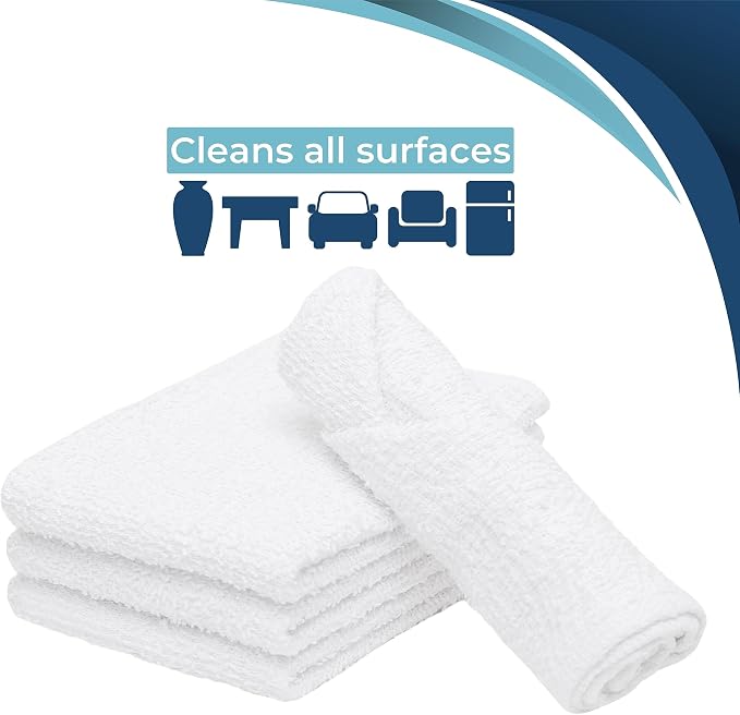 Looperry White Terry Cloth Rags 13"x13" Inches Commercial Grade Dish Cloth - Image 3