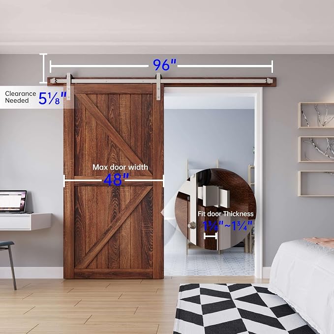 EaseLife 8 FT Brushed Nickel Sliding Barn Door Hardware Track Kit, Straight - Image 6