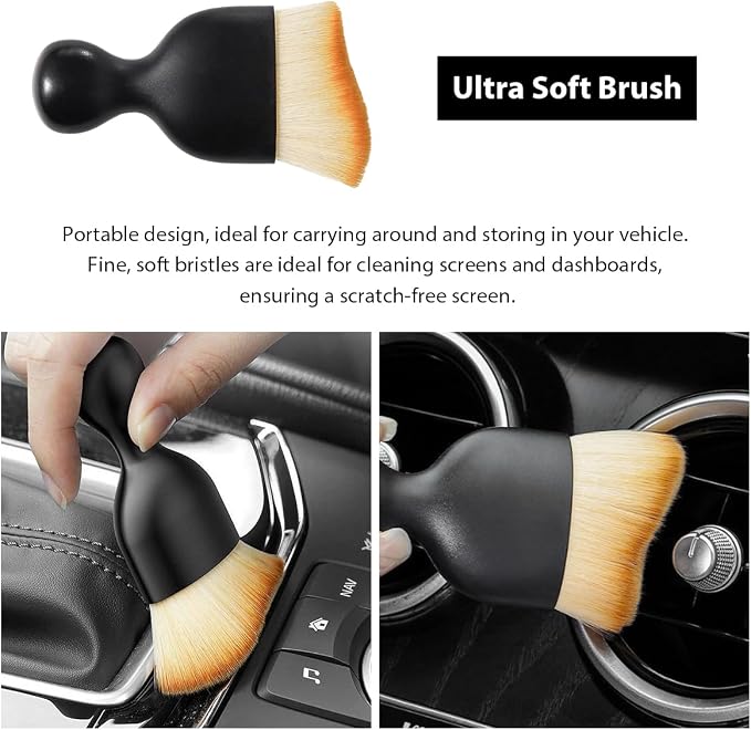4 PCS Car Detailing Brush Set, Boars Bristle No Scratch Dusting Tool Cleaning - Image 4