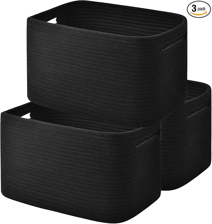 Storage Basket, Woven Baskets for Storage, Cotton Rope Baskets for Organizing by Issudata