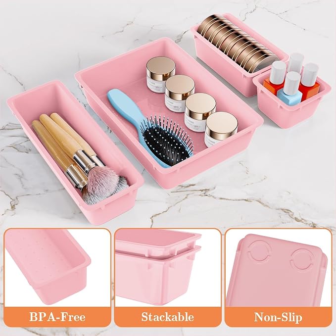25 PCS Plastic Drawer Organizer Set, 4-Size Versatile Organizer Trays & storage - Image 3