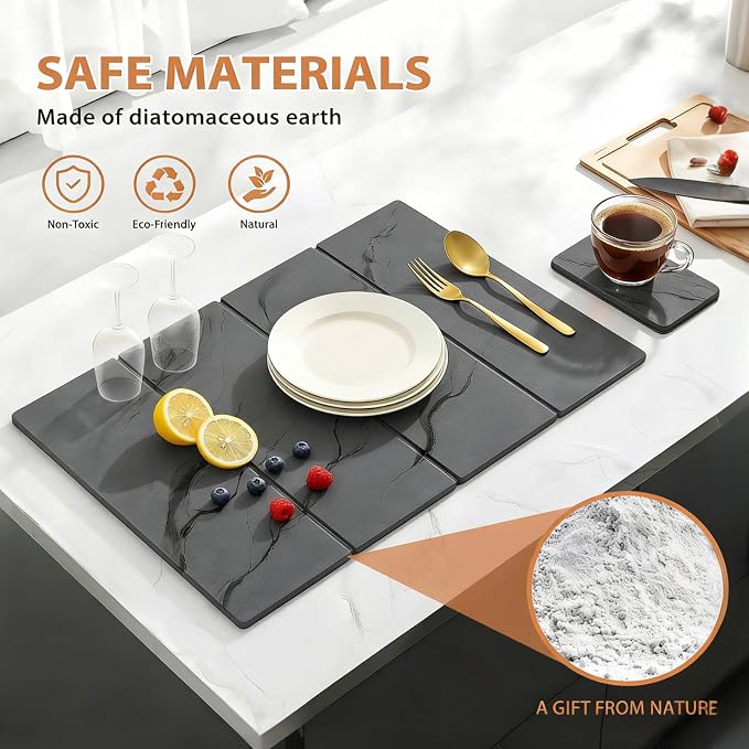 Large Stone Dish Drying Mat for Kitchen Counter - Image 5