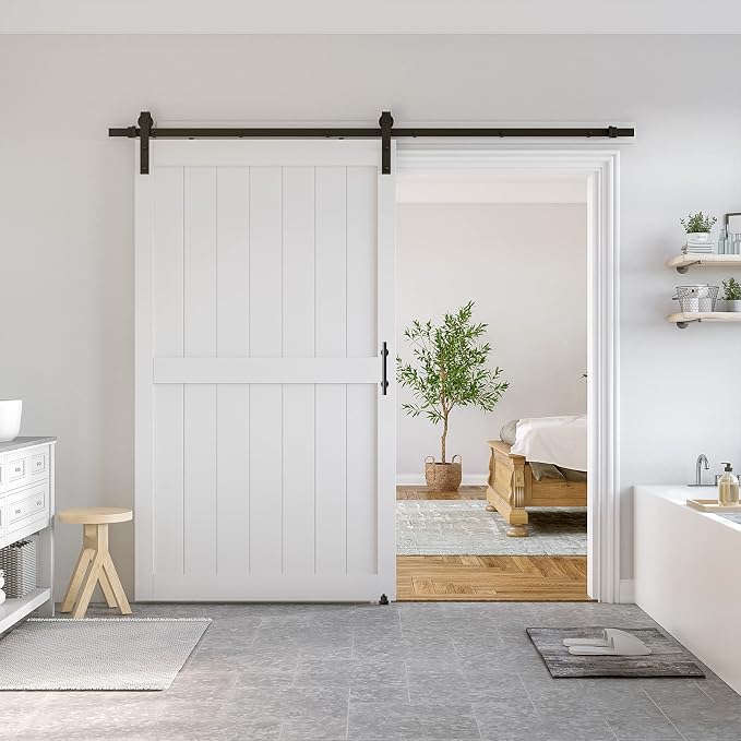 SmartStandard 48 x 84 inch White Sliding MDF Barn Door - Image 9