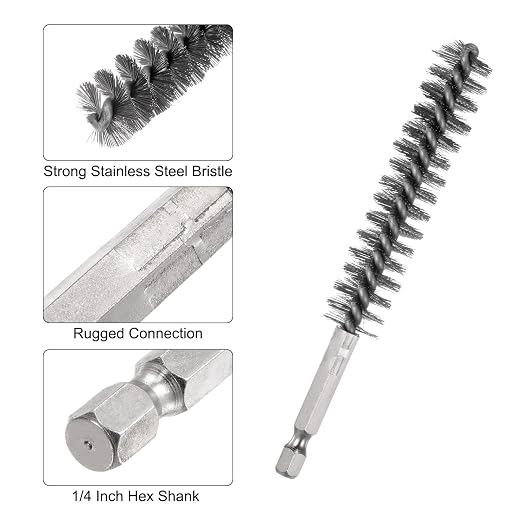 HARFINGTON 5Pcs Bore Brush Stainless Steel 15mm Dia Cleaning Twisted Wire Brush - Image 4