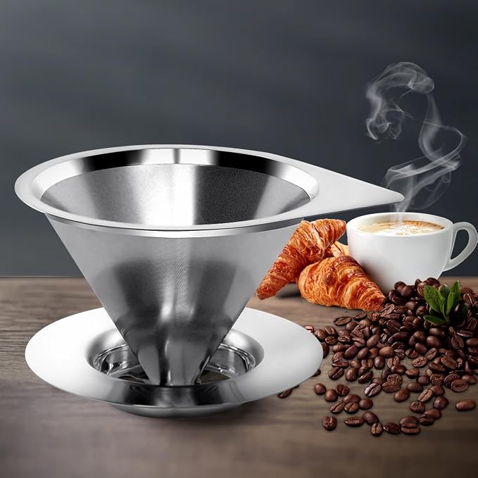 LHS Pour Over Coffee Dripper Reusable Coffee Filter Paperless Coffee Filter - Image 6