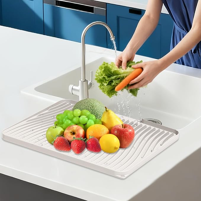 Silicone Dish Drying Mat for Kitchen Counter, Non-Slip Drain Pad, Dish Drying - Image 7