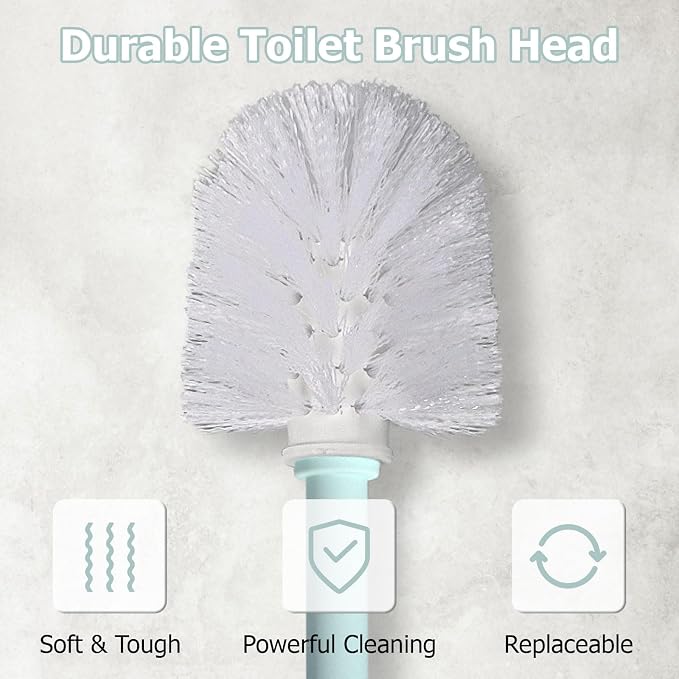 Topsky 2 Pack Compact Toilet Brush & Holder Set, Plastic Round Barrel Loo Brush - Image 4