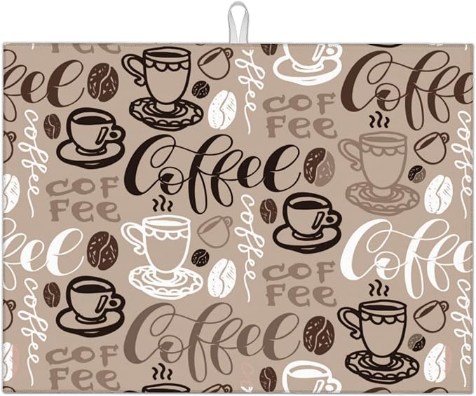 Coffee Dish Drying Mat for Kitchen Counter Microfiber Absorbent Dish Draining by Vodbne