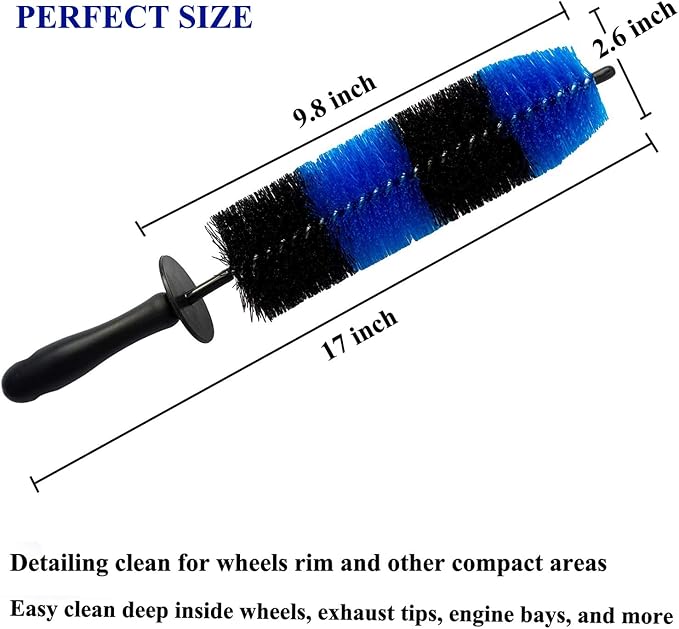 7Pcs Wheel & Tire Brush, Car Detailing Kit, 17inch Long Soft Wheel Brush - Image 2