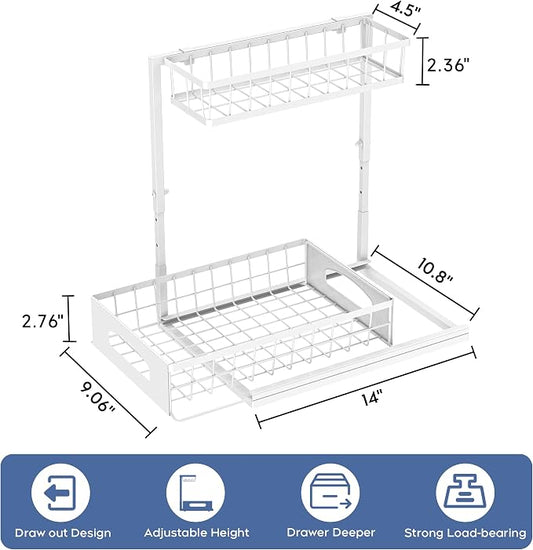 Under Sink Organizer, 2 Pack Height Adjustable Cabinet Organizer - Image 2