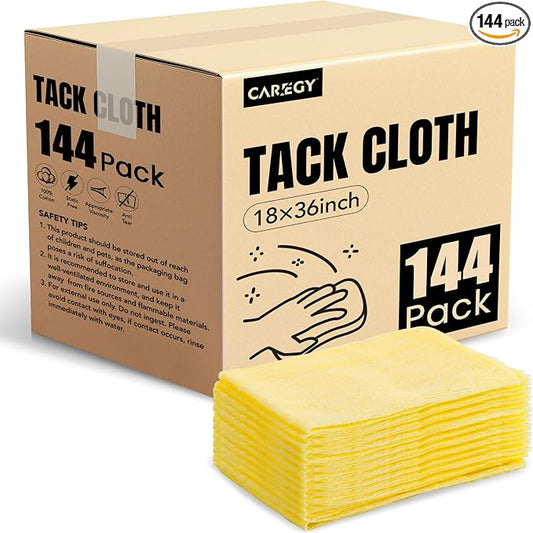 CAREGY 144Pcs Tack Cloth for Removing Dust from Woodworking, Sanding Particles by CAREGY