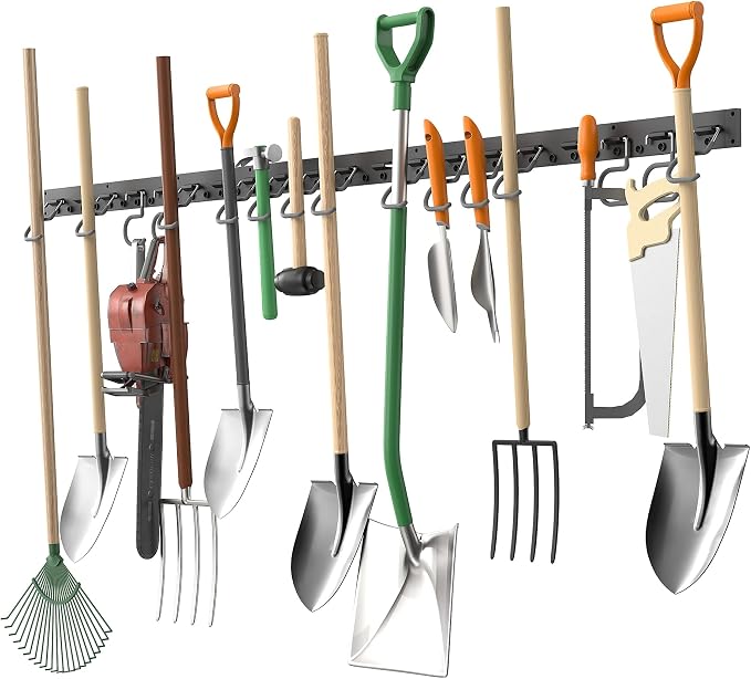 TORACK Plastic Wall Mounted Mop and Broom Holder, Garden Tools Organizer - Image 7