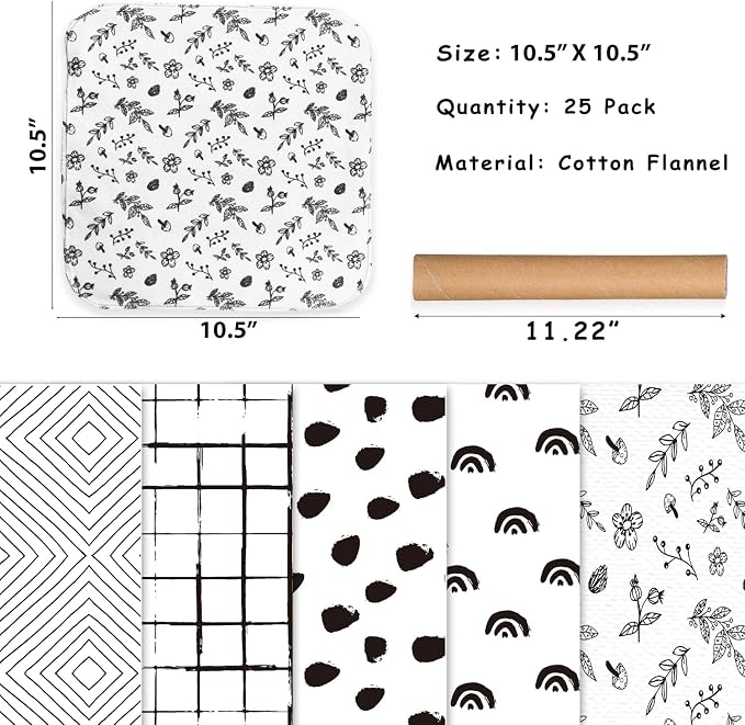 25 Pack Reusable Paper Towels, Paperless Towels Roll Washable Cotton Cloth - Image 2