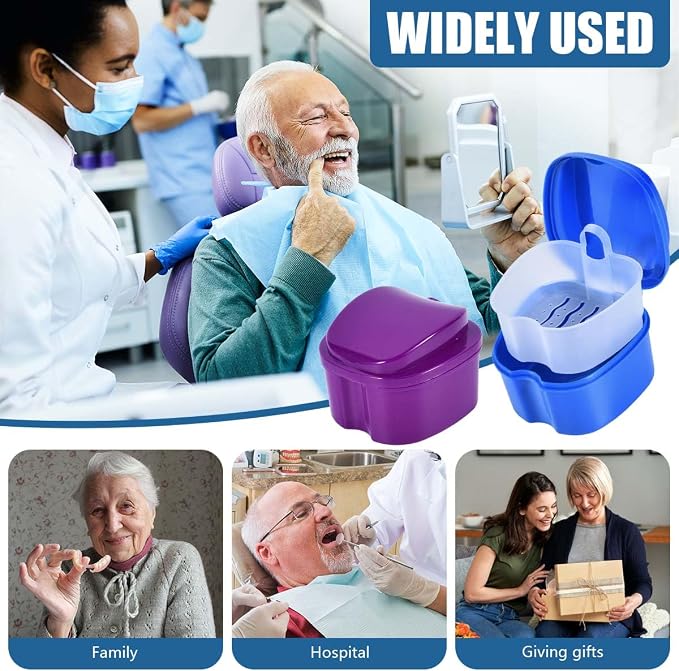 2 Pack Denture Bath Case Cup Box Holder Storage Container - Image 5