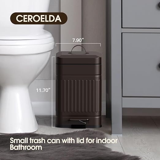 CEROELDA Small Trash Can with Lid-5L/1.3 Gal, Stainless Steel Outdoor Dog Poop - Image 2