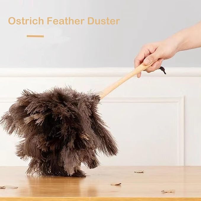 Ostrich Feather Dusters, Naturally Soft, Solid Wood Handle, 17.3'' Long - Image 2