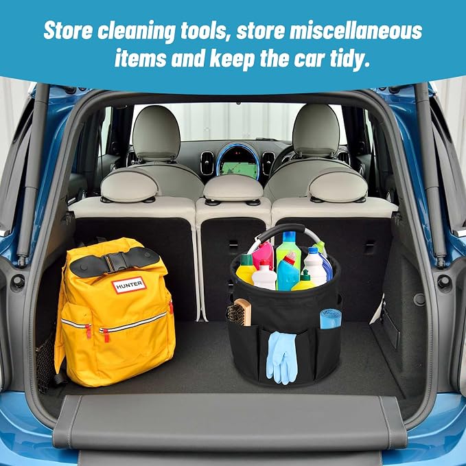 17L Portable Cleaning Bucket Organiser, 6 Pockets Foldable Cleaning Caddy - Image 4