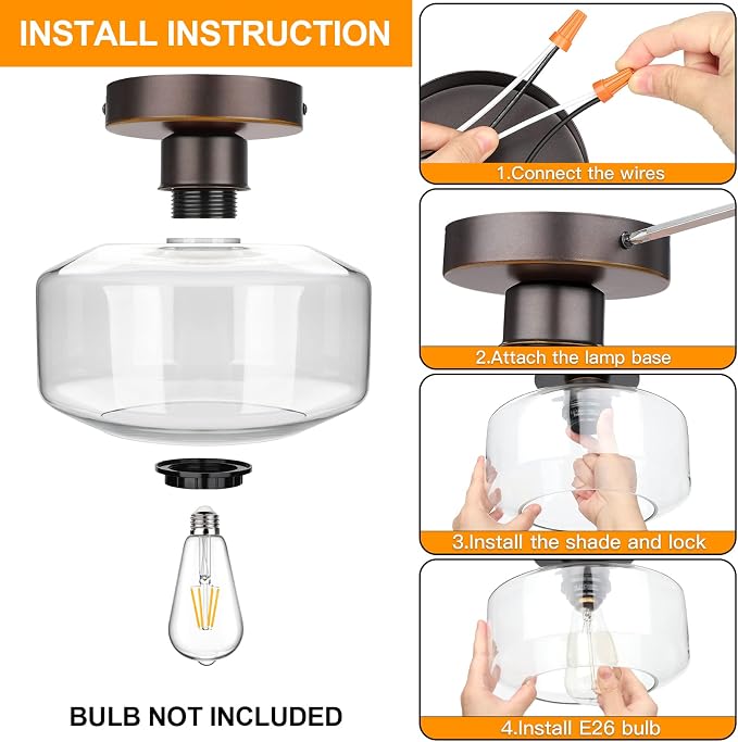 MAXvolador Industrial Semi Flush Mount Ceiling Light, Oil Rubbed Bronze - Image 5