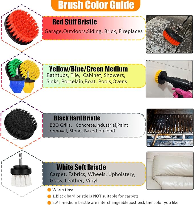 30Pcs Drill Brush Attachment Set, Drill Scrubber Brush Kit Include Scrub Pads - Image 3
