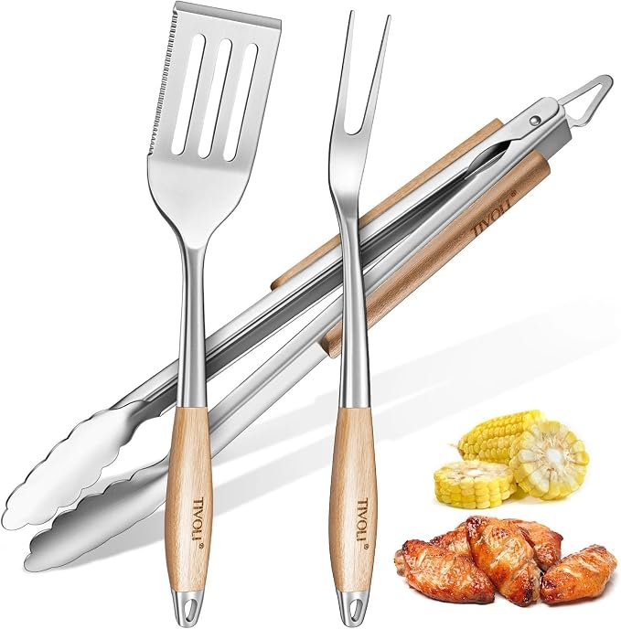 TIVOLI 3PCS Grilling Accessories, Heavy Duty BBQ Tool Set by TIVOLI