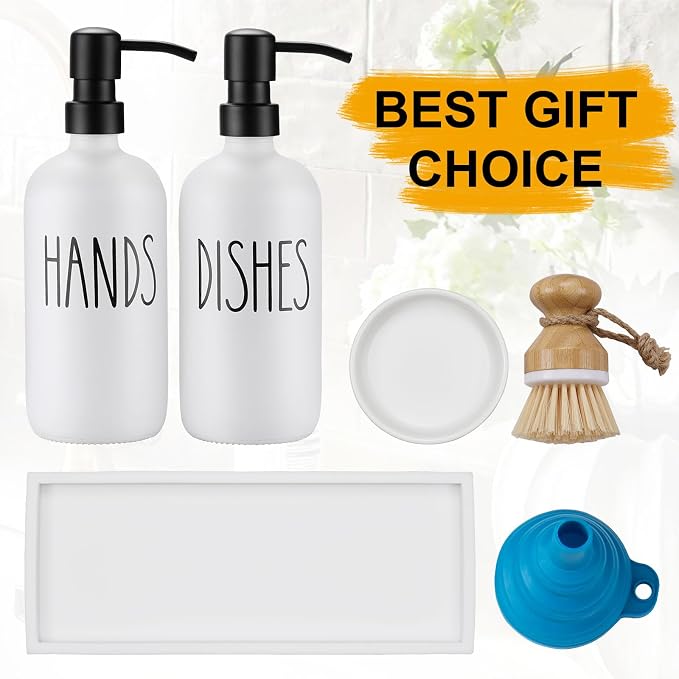 Glass Soap Dispenser for Kitchen, Farmhouse Dish Hand Soap Dispenser Set - Image 6