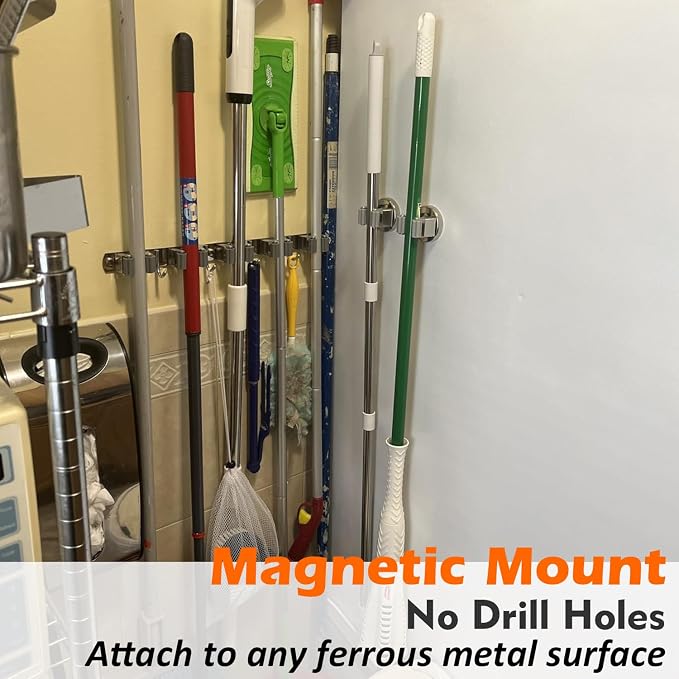 MUTUACTOR Magnetic Broom Holders, 10lbs No Drilling Anti-broken Magnetic Hooks - Image 2
