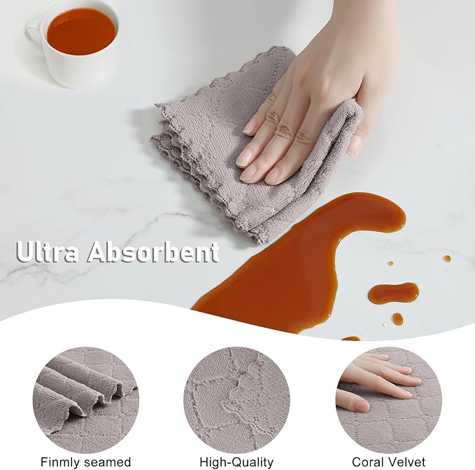 Homaxy Kitchen Towels and Dishcloths Set, 10 x 10 and 13 x 19 Inches, No Lint - Image 4