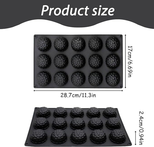15-Cavity Silicone Baking Mold, Raspberry Shape, 11.3 x 6.69 in, - Image 2