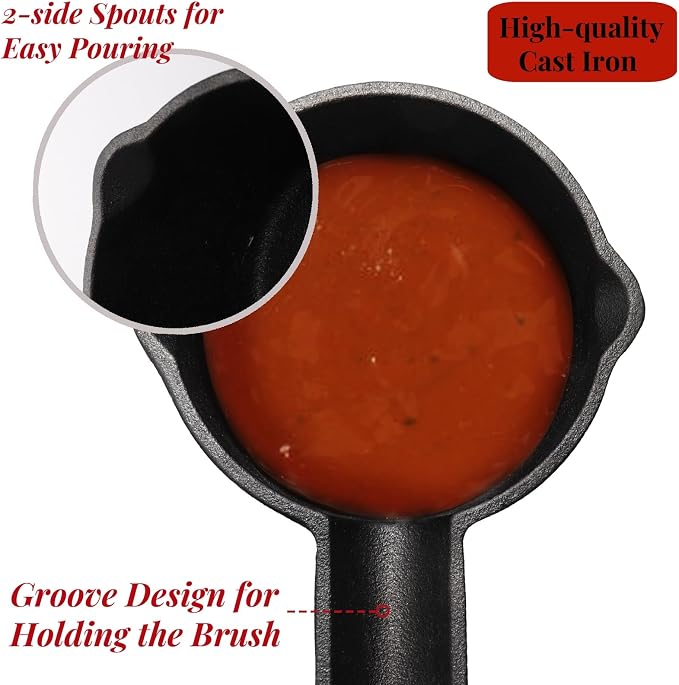 Cast Iron Sauce Pot and BBQ Mop Brush Set - Image 3