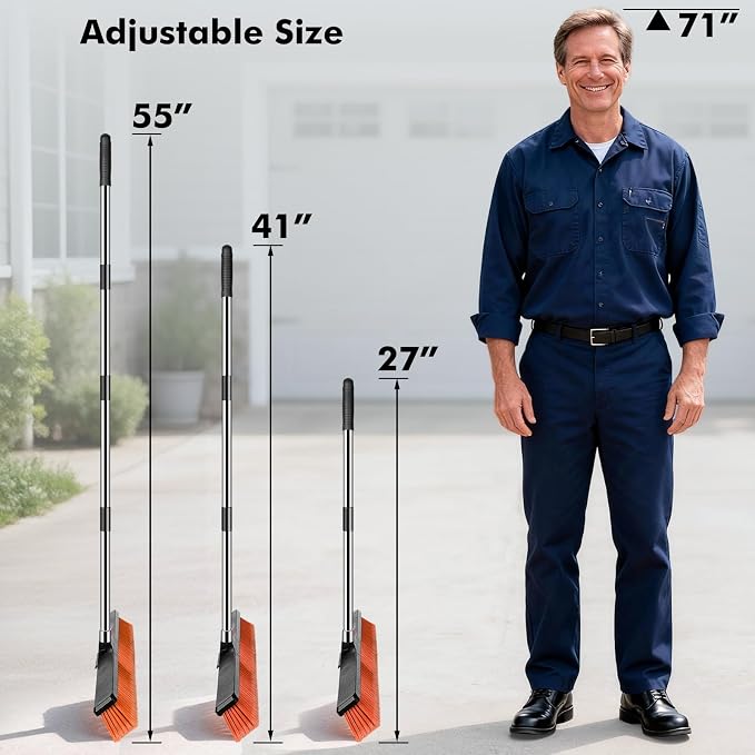 24" Push Broom, Heavy Duty Outdoor Commercial Broom - Image 2