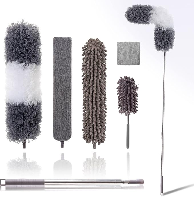 Microfiber Duster Kit for High Ceiling, Extendable Dusters for Cleaning by OOSOFITT