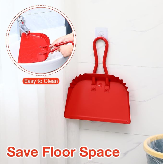 Mumufy 2-Pack Heavy Duty Stainless Steel Red Dustpan - Image 5