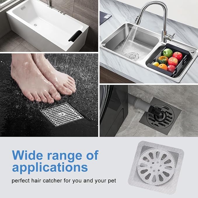 Disposable Shower Drain Cover Hair Catcher Shower Drain Mesh Stickers, - Image 9