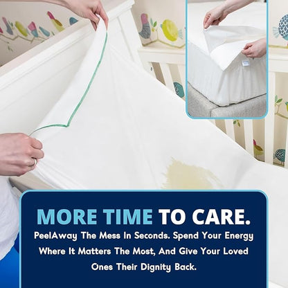 Peelaways Waterproof Disposable Bed Sheets – As Seen On Shark Tank | 3-Layer Absorbent Wellness Sheets for Elderly, Homecare, Hospital Use and Travel