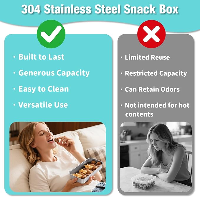 6 Pack Stainless Steel Snack Containers - Image 2