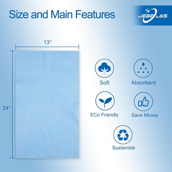 JEBBLAS Green Reusable Kitchen Towels, 60 Sheets/Pack, Eco-friendly, Machine - Image 4