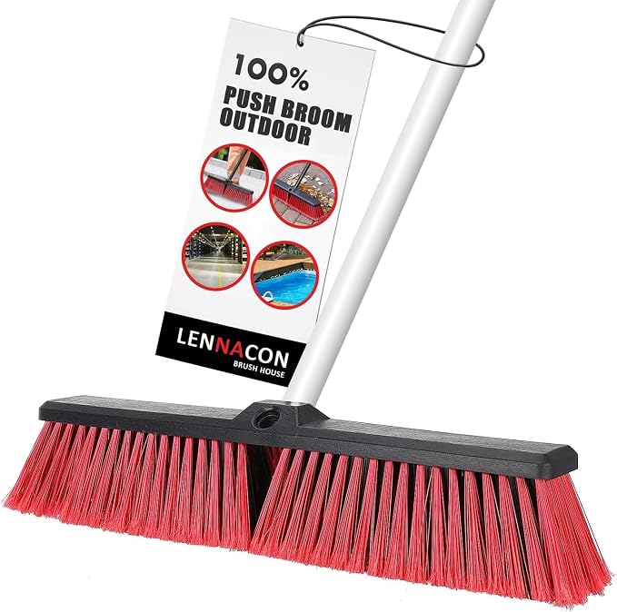 18" Push Broom Outdoor Heavy Duty, Snow Broom by Lennacon