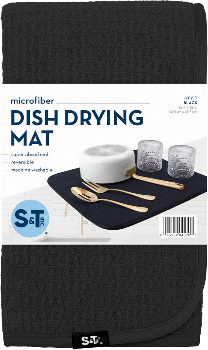 S&T INC. Dish Drying Mat, 16” x 18”, Absorbent Microfiber Kitchen Counter Mat - Image 8