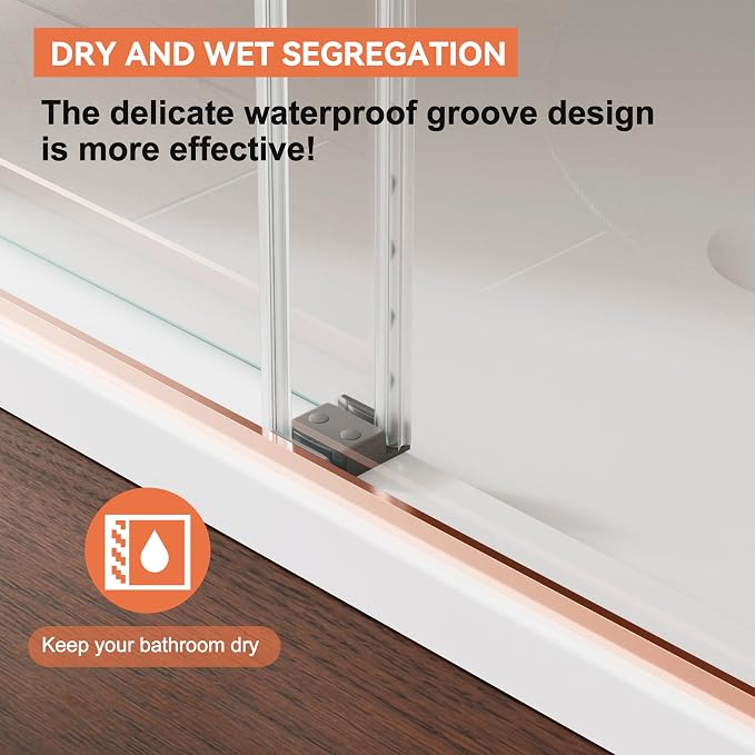 56"-59" W x 75" H Frameless Shower Door, Double Sliding Shower Door, 5/16" - Image 4