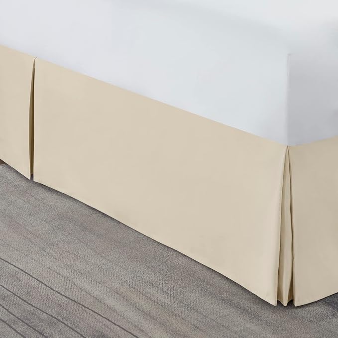Nestl Cream Twin Bed Skirt - Twin Size 14 Inch Drop - Brushed Microfiber Hotel Quality Pleated Bed Skirt - Shrinkage & Fade Resistant