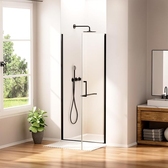 WinZo 33-34" W ×72" H Frameless Pivot Shower Door, Pivot Swing Shower Glass - Image 2