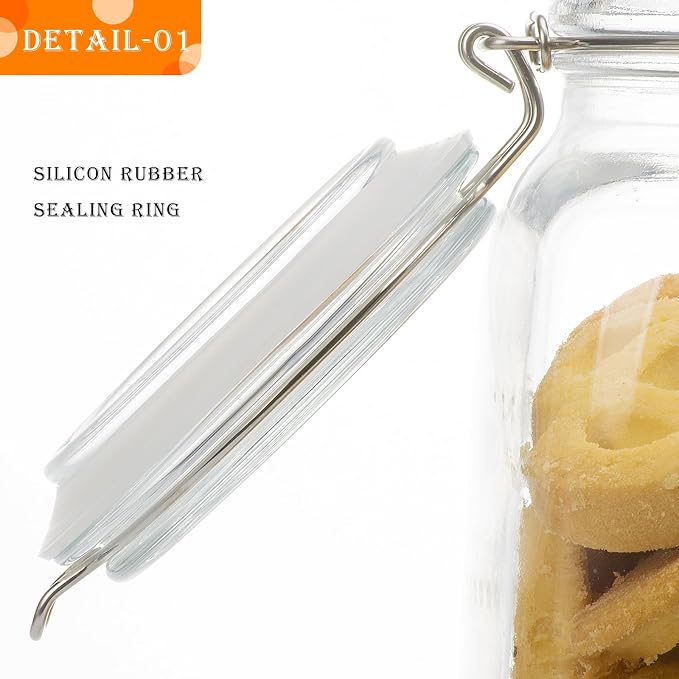 50oz Square Glass Food Storage Jars - Image 4