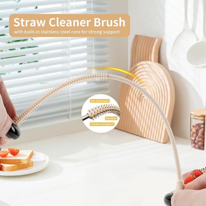 2Pcs Silicone Straw Cleaner Brush, 9.84in Reusable Straw Cleaner - Image 3