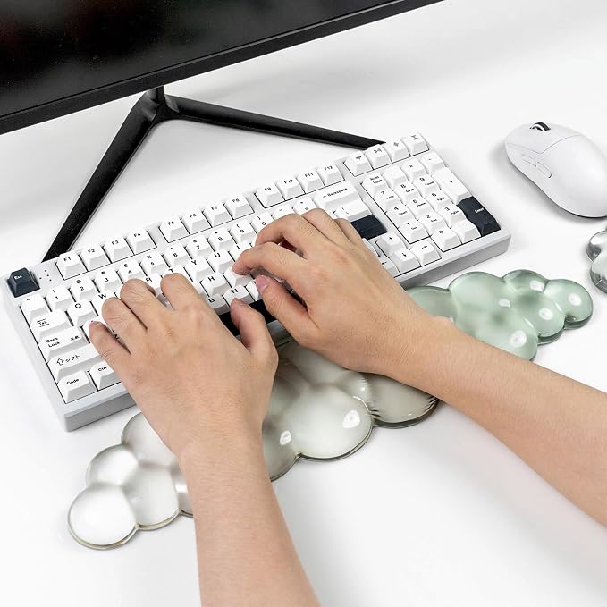 Ergonomic Gel Keyboard and Mouse Wrist Rest Set – Green Cloud Wrist Rest - Image 4