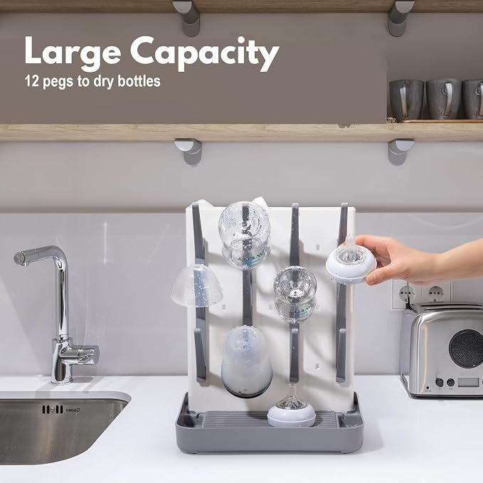 Space Saving Vertical Bottle Drying Rack, Large Countertop Baby Bottle Drying - Image 3