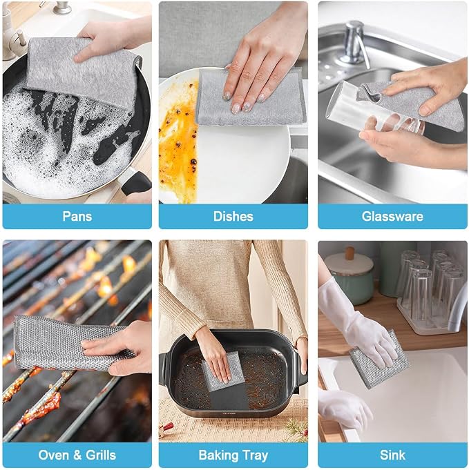 AIDEA Non Scratch Wire Dishcloth 12PK, Wire Dishwashing Rag - Image 7